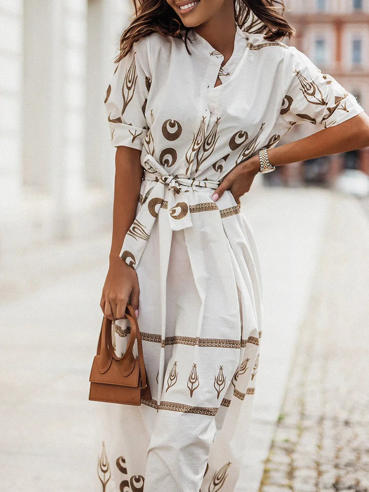 Vintage Print Summer Dress