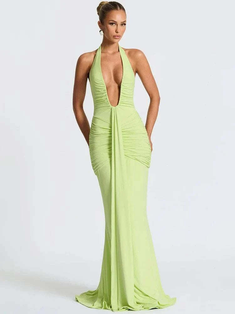 Backless Ruched Maxi Dress