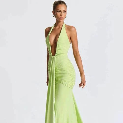Backless Ruched Maxi Dress