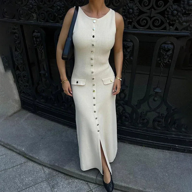 Ribbed Knit Long Dress