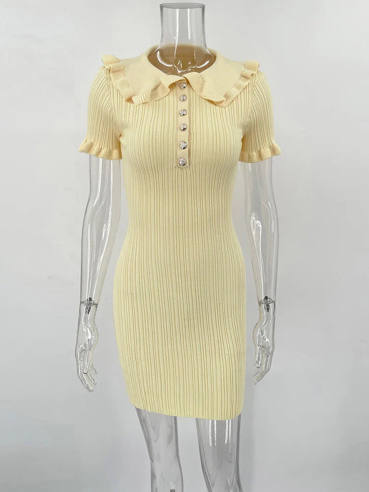 Ruffle Knitted Mini Dress