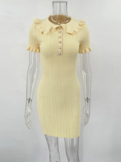 Ruffle Knitted Mini Dress