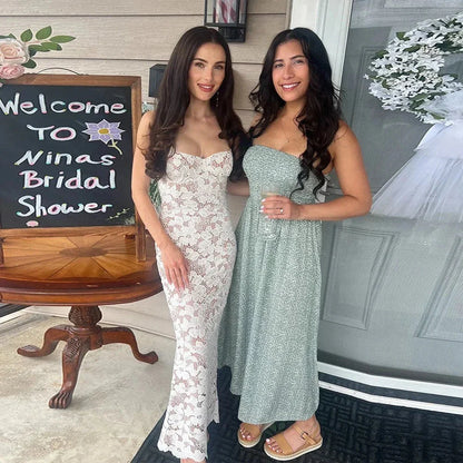 Elegant Lace-Up Maxi Dress