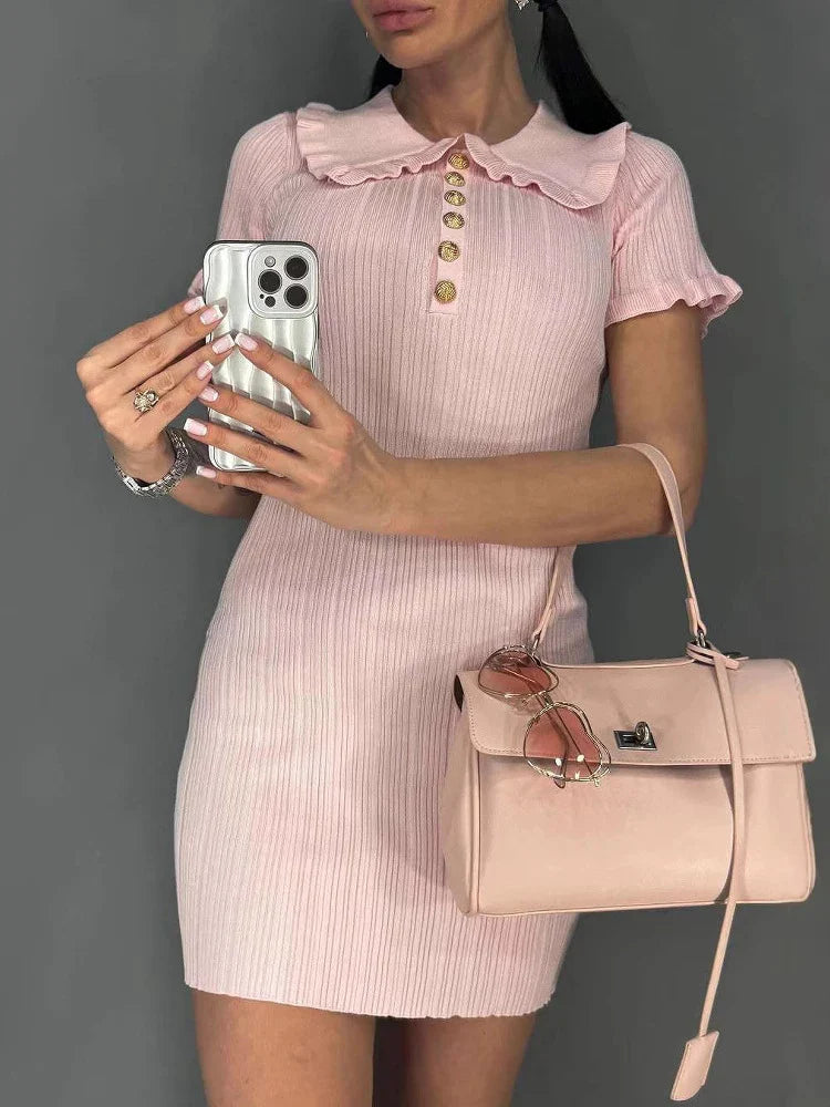 Ruffle Knitted Mini Dress