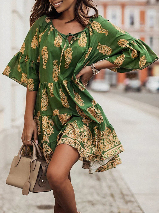 Vintage Print Summer Dress