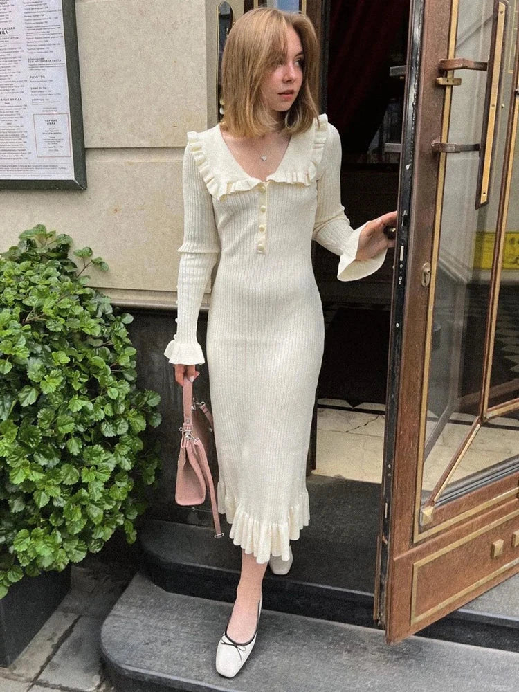 Ruffled Knit Maxi Dress