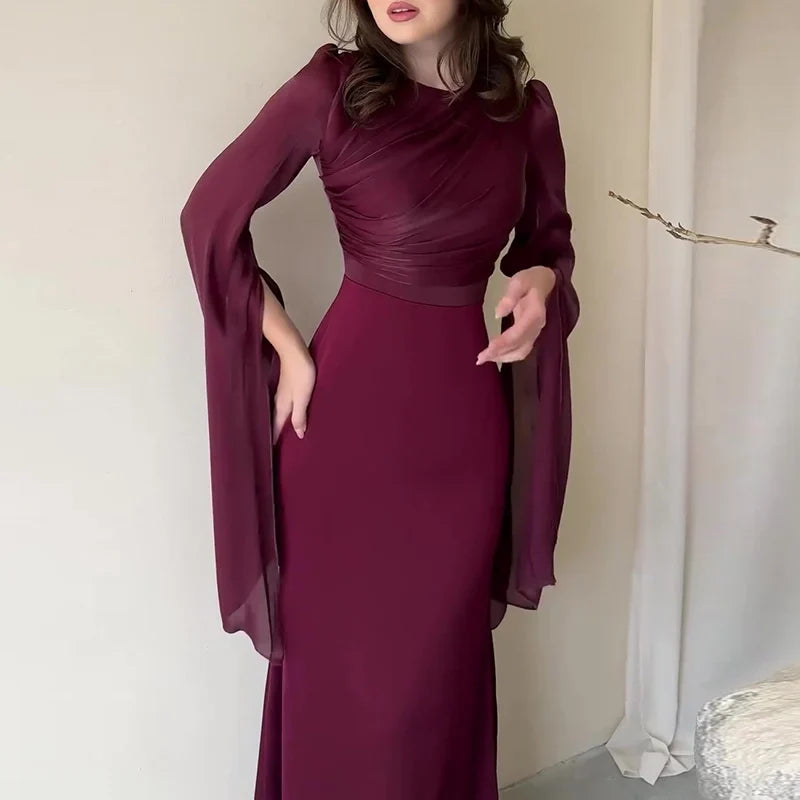 Mesh Satin Maxi Dress