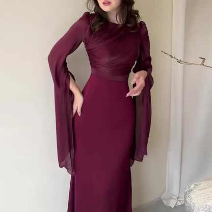 Mesh Satin Maxi Dress
