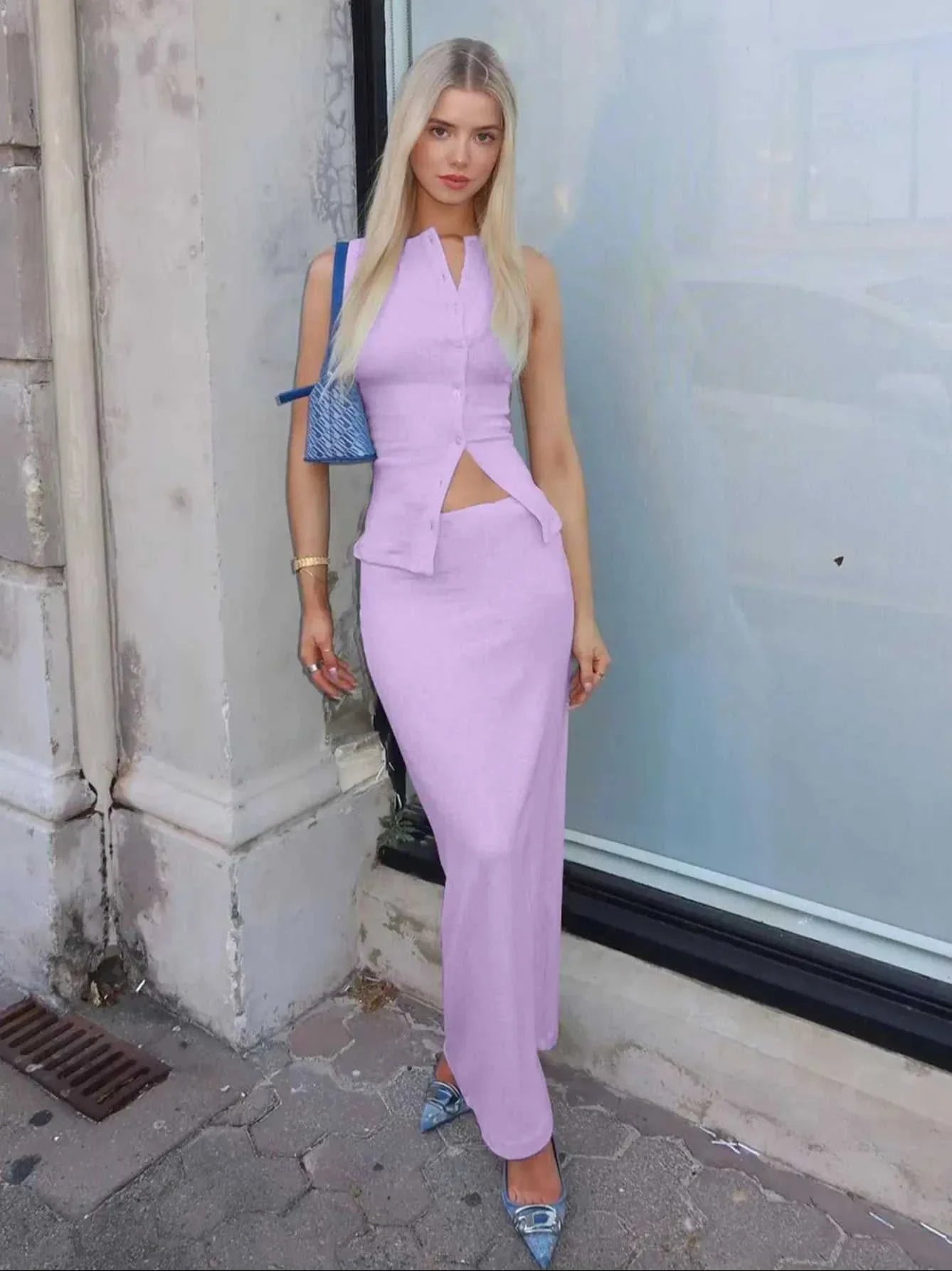 Ribbed Top & Skirt Set