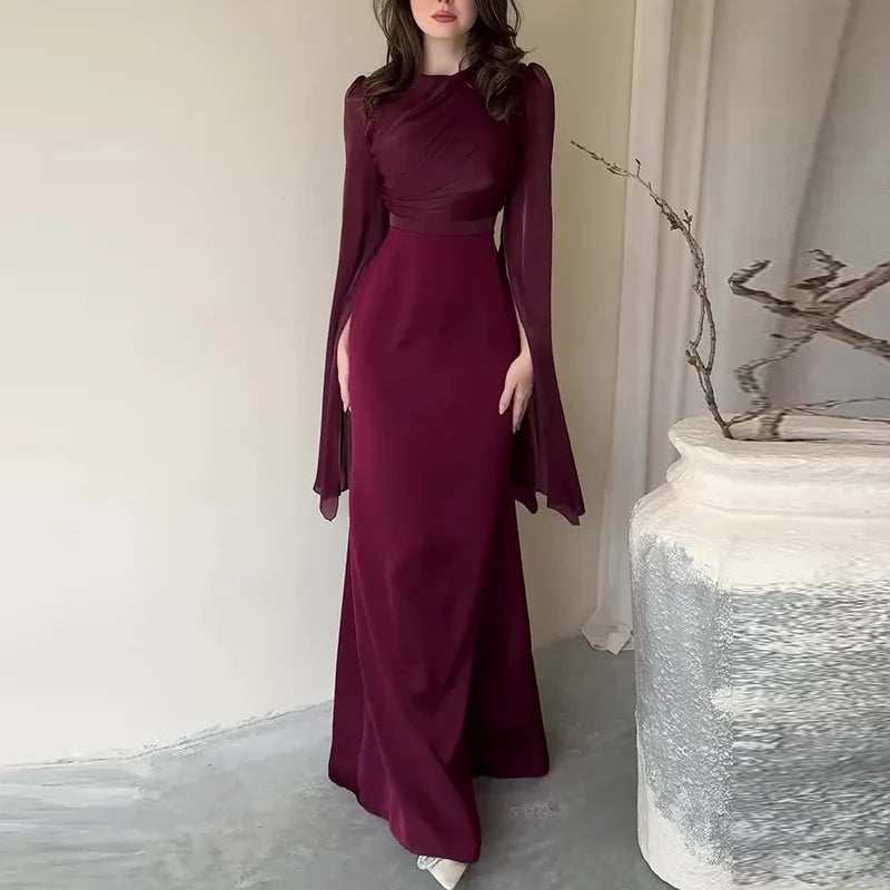 Mesh Satin Maxi Dress