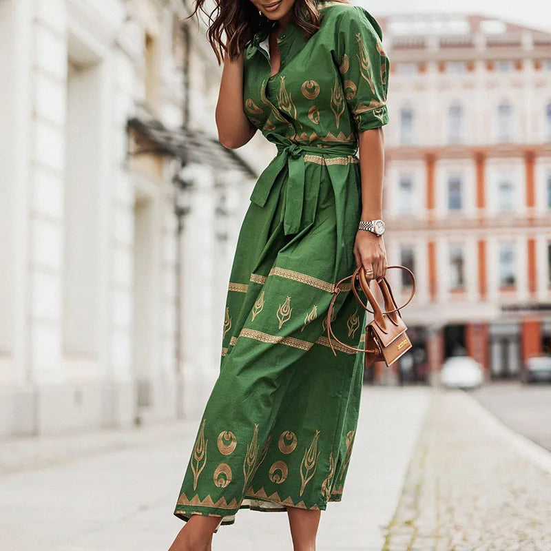 Vintage Print Summer Dress