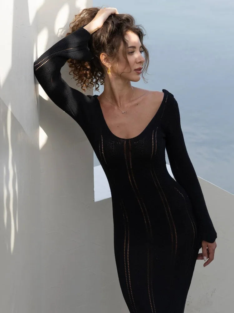 Ribbed Knit Midi Dress