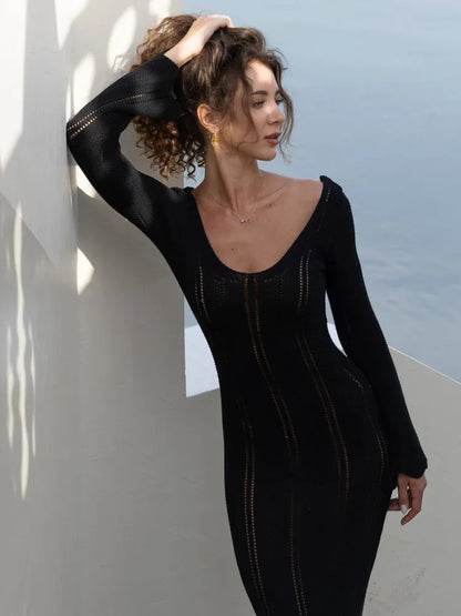 Ribbed Knit Midi Dress