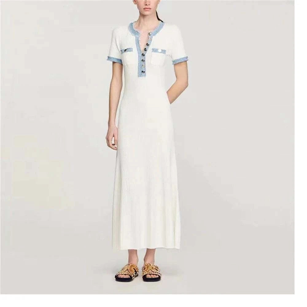 Contrast Knit Maxi Dress