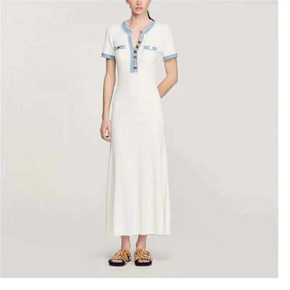 Contrast Knit Maxi Dress