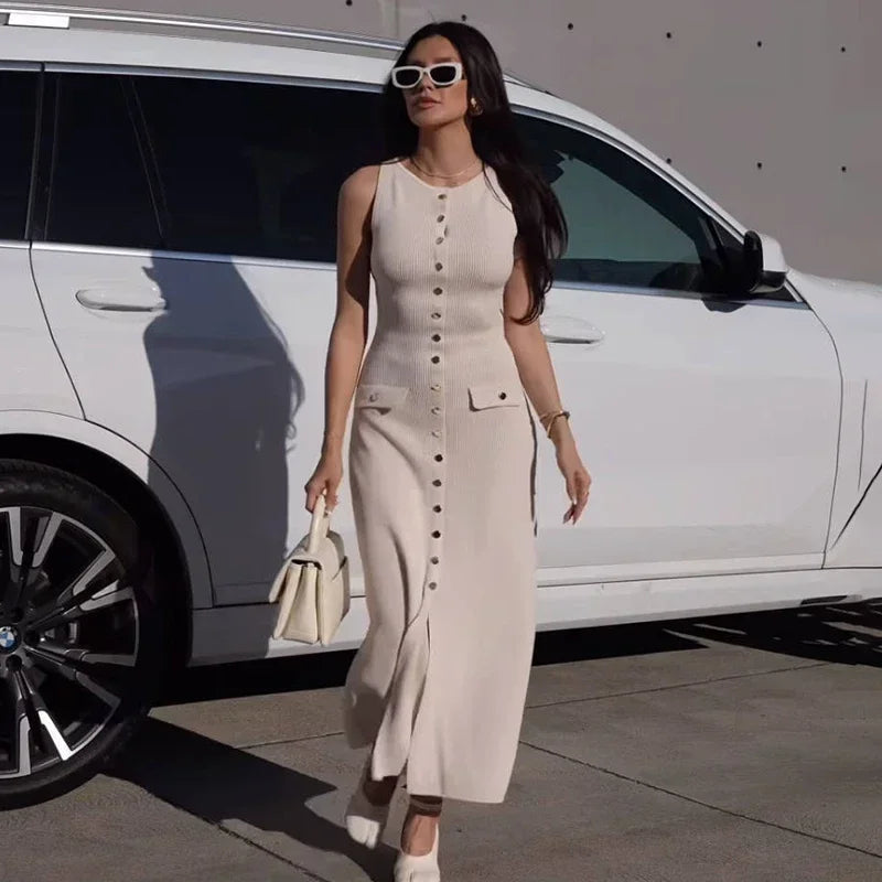 Ribbed Knit Long Dress