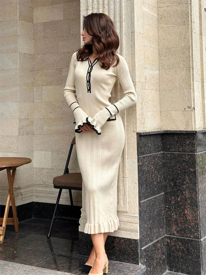Ruffled Knit Maxi Dress
