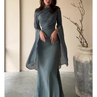 Mesh Satin Maxi Dress