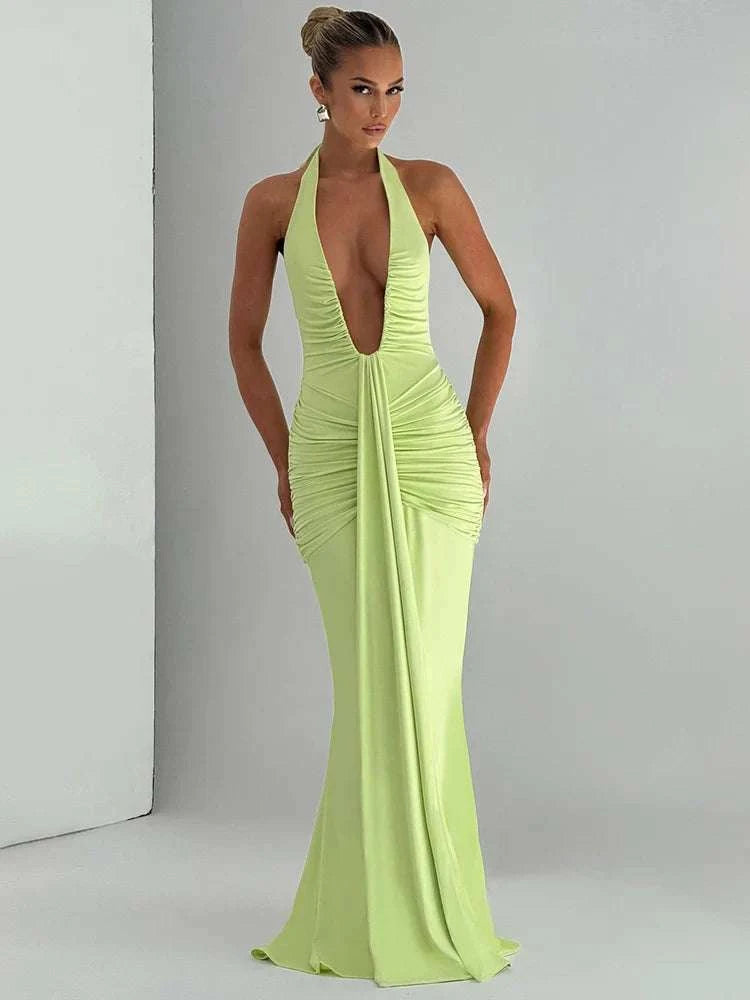 Backless Ruched Maxi Dress