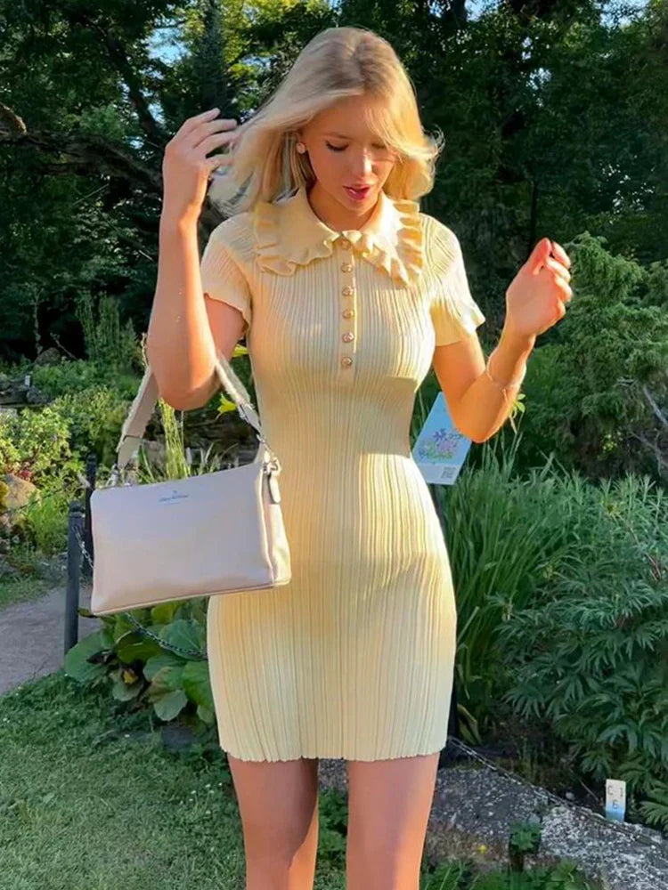 Ruffle Knitted Mini Dress