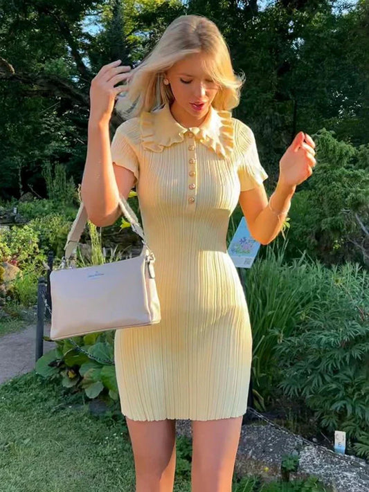 Ruffle Knitted Mini Dress