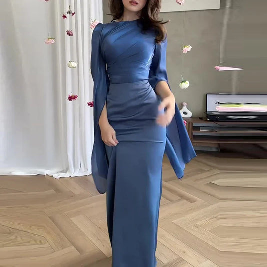 Mesh Satin Maxi Dress