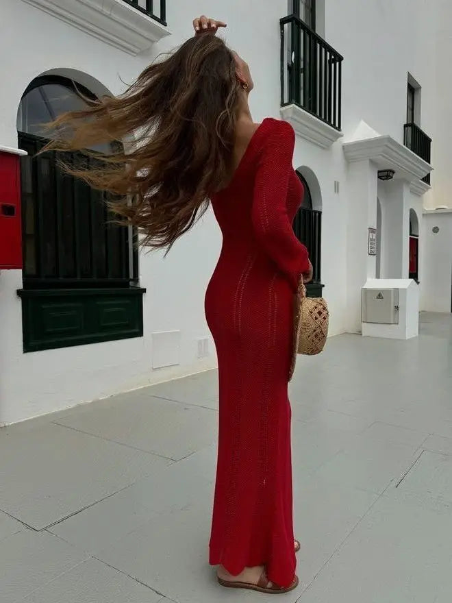 Ribbed Knit Midi Dress