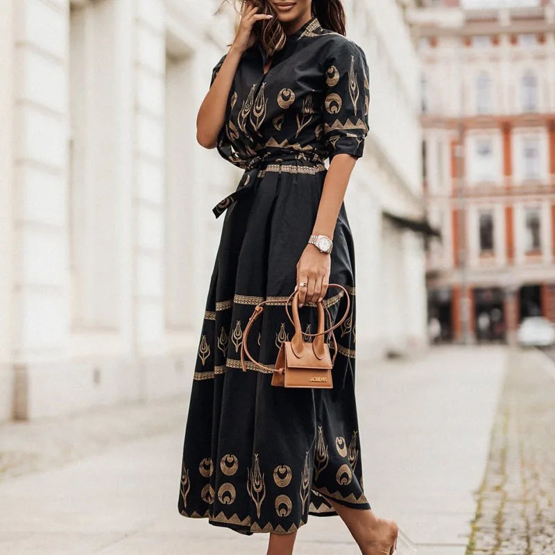 Vintage Print Summer Dress