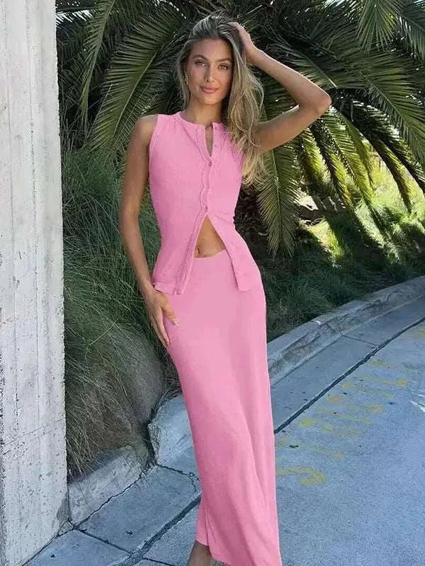 Ribbed Top & Skirt Set