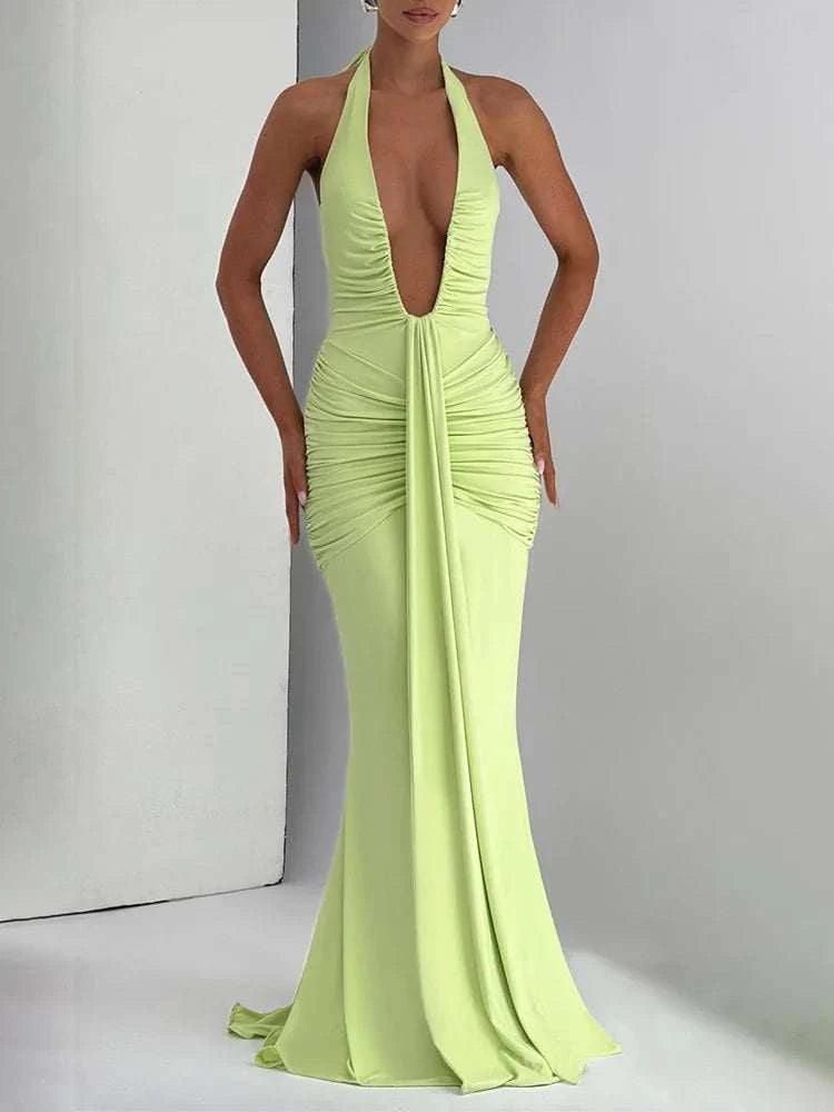 Backless Ruched Maxi Dress