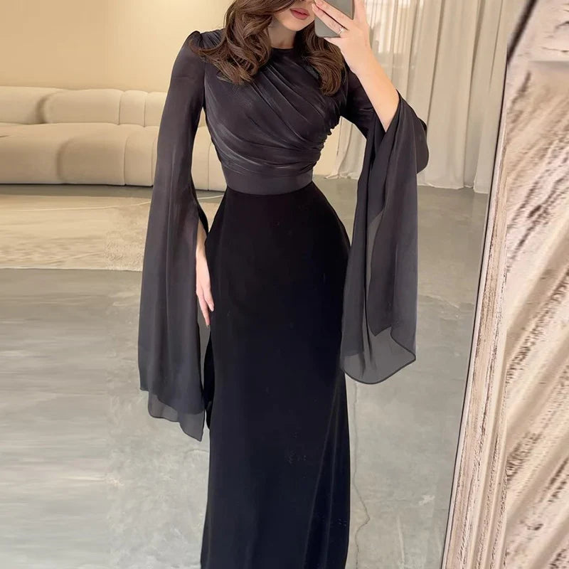 Mesh Satin Maxi Dress