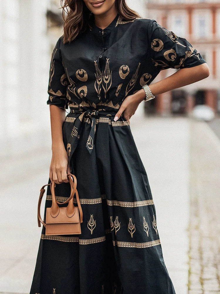 Vintage Print Summer Dress