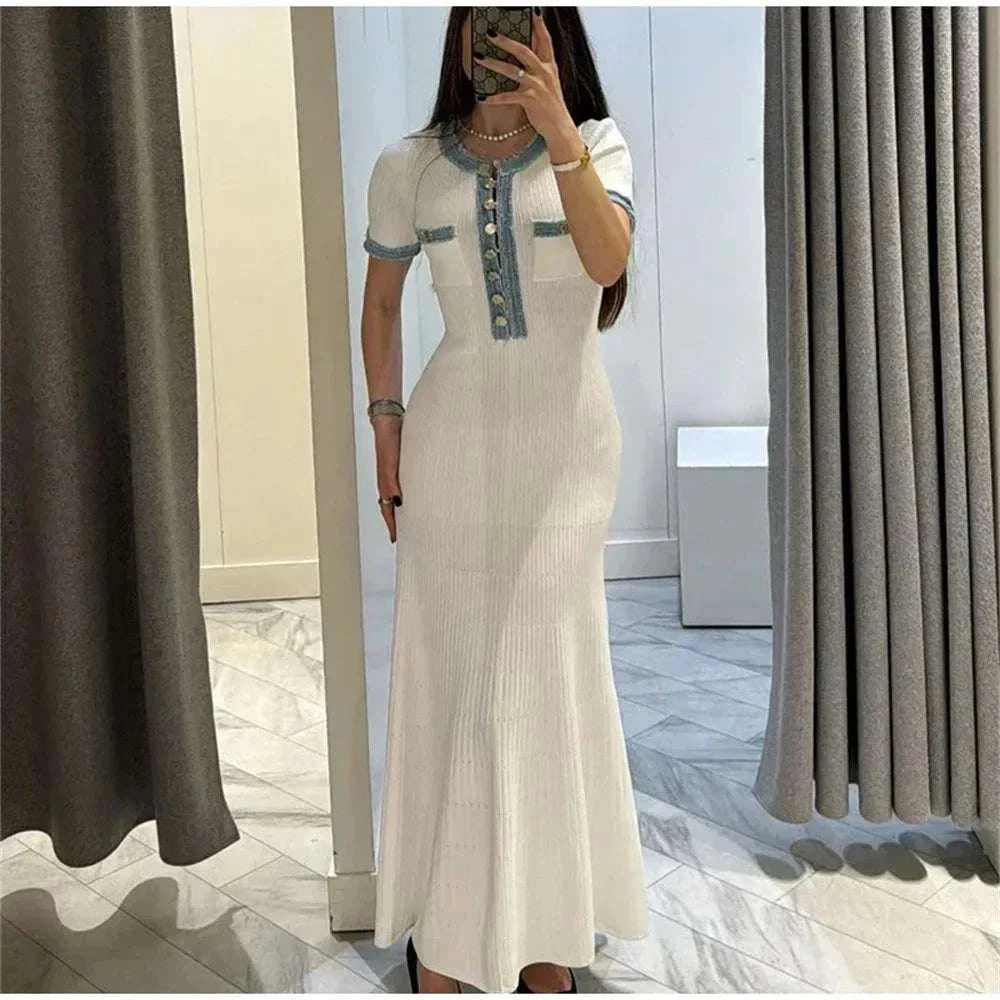 Contrast Knit Maxi Dress