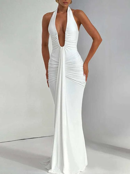 Backless Ruched Maxi Dress