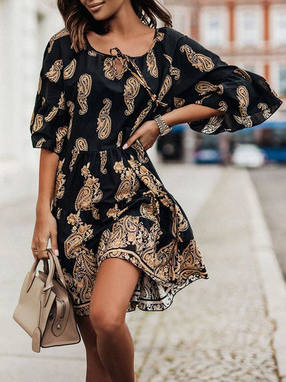 Vintage Print Summer Dress