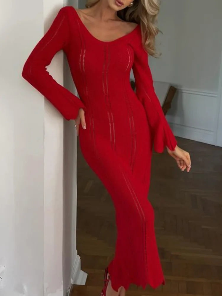 Ribbed Knit Midi Dress