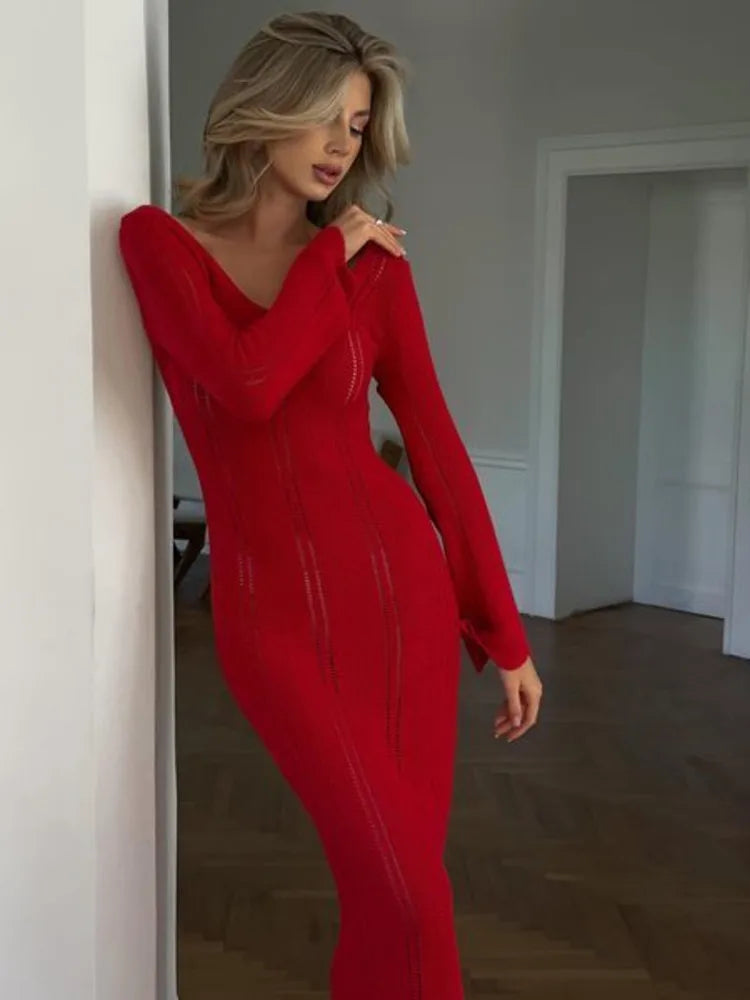 Ribbed Knit Midi Dress