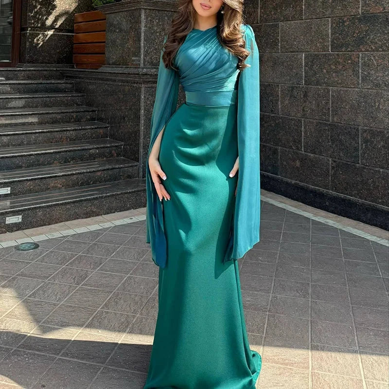 Mesh Satin Maxi Dress
