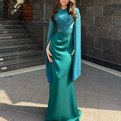 Mesh Satin Maxi Dress