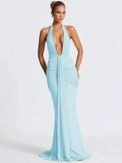 Backless Ruched Maxi Dress