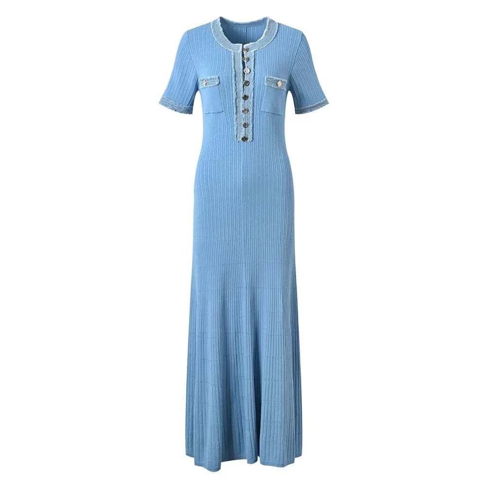 Contrast Knit Maxi Dress