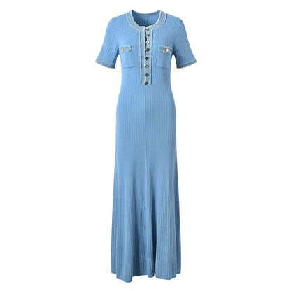 Contrast Knit Maxi Dress