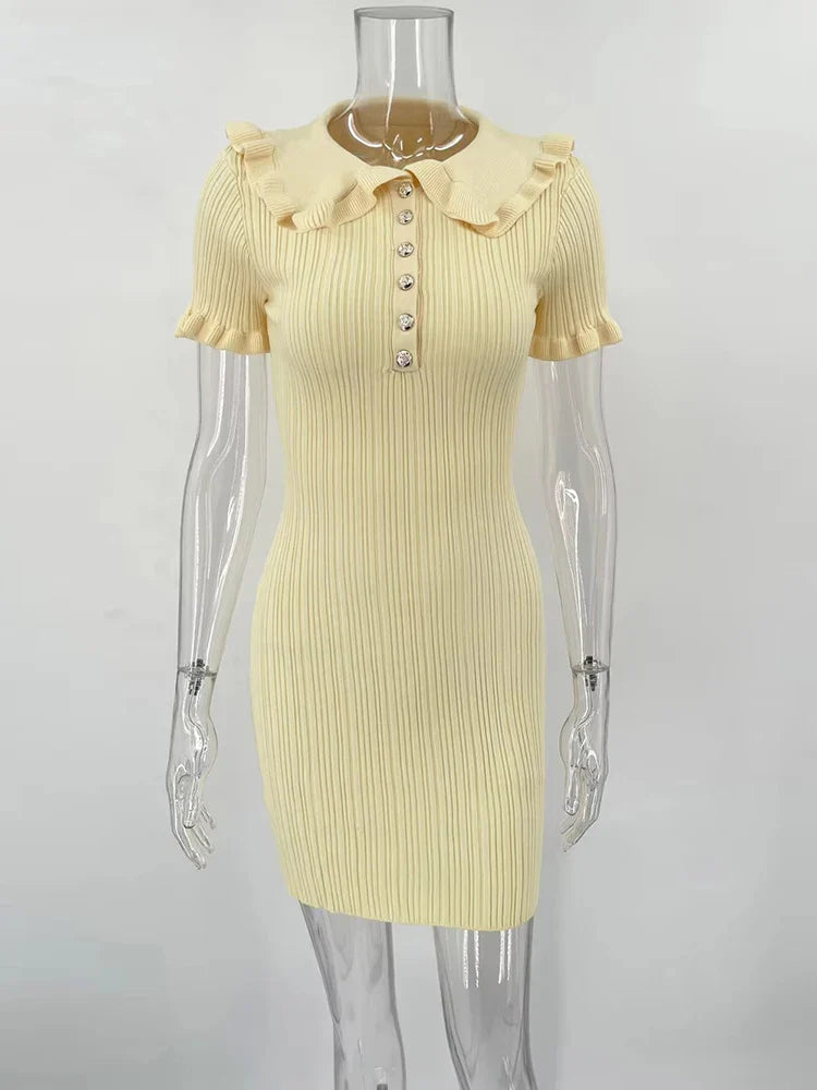 Ruffle Knitted Mini Dress