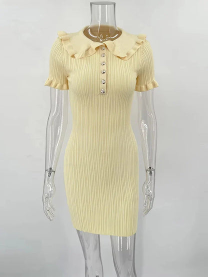 Ruffle Knitted Mini Dress